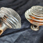 Pair Antique Vintage Old Salvaged Reclaimed Victorian Concentric Glass Doorknobs Door Knobs Cast Iron Base Shank