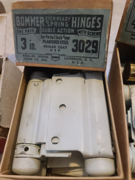 Pair 3" Antique Vintage Old BOMMER Double Action Steel Swinging Door Spring Hinges