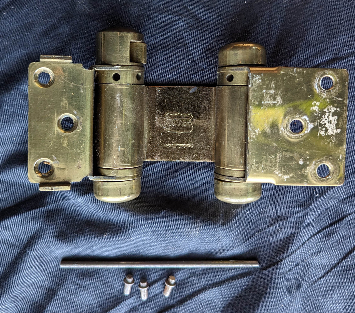 Single 3" Antique Vintage Old BOMMER Double Action Brass Steel Swinging Door Spring Hinge Replacement
