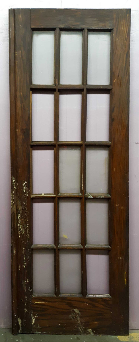 30x83"x.1.75" Antique Vintage Old Reclaimed Salvaged Wood Wooden Exterior Interior French Door Window