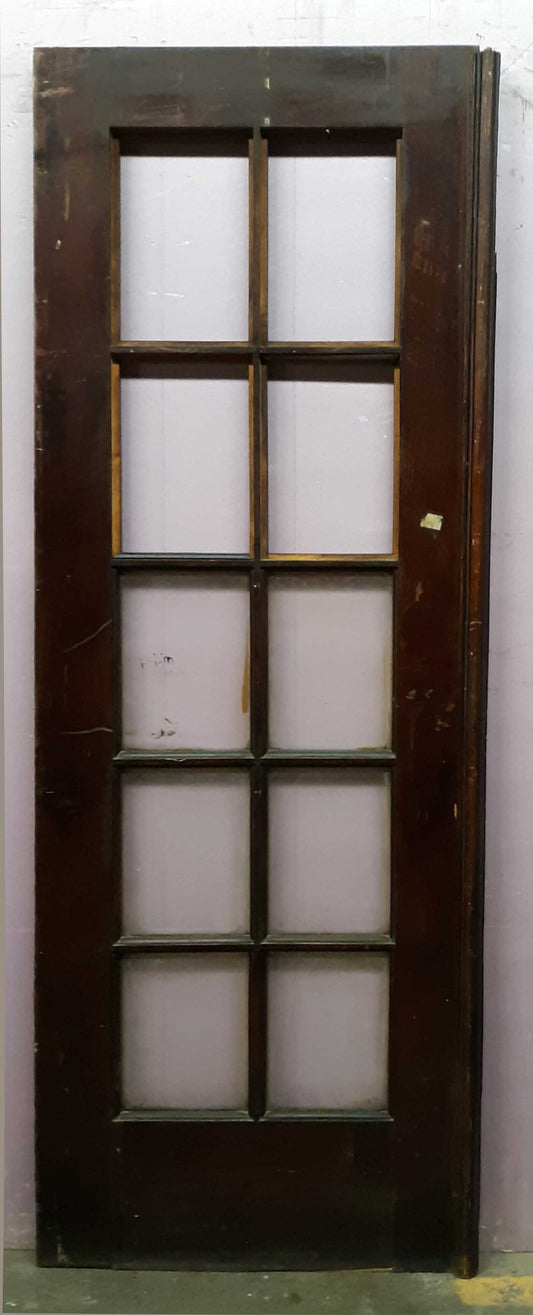 26x79.5"x1.75" Antique Vintage Old Wood Wooden Exterior French Door Window Glass