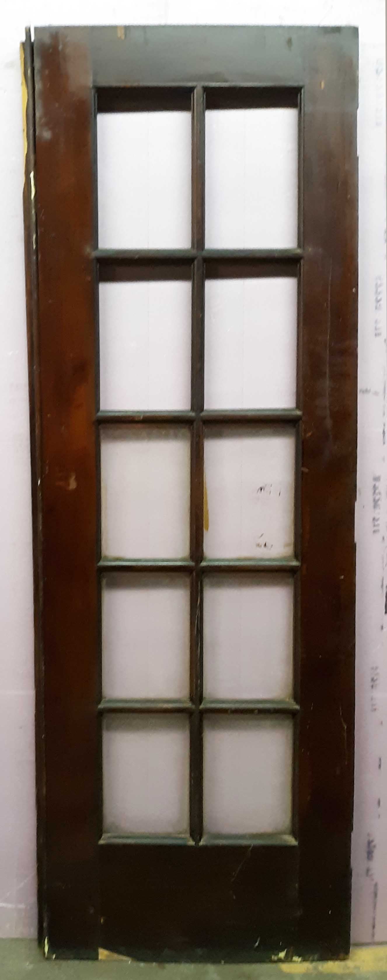26x79.5"x1.75" Antique Vintage Old Wood Wooden Exterior French Door Window Glass