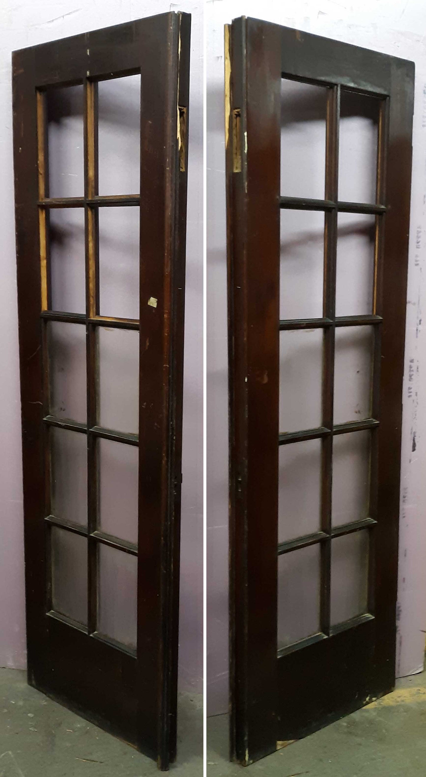 26x79.5"x1.75" Antique Vintage Old Wood Wooden Exterior French Door Window Glass