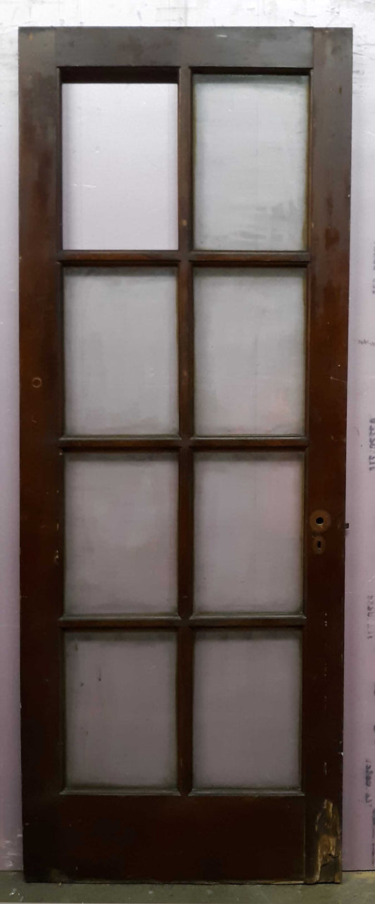 30"x80"x1.75" Antique Vintage Old Wood Wooden Exterior French Door Window Glass