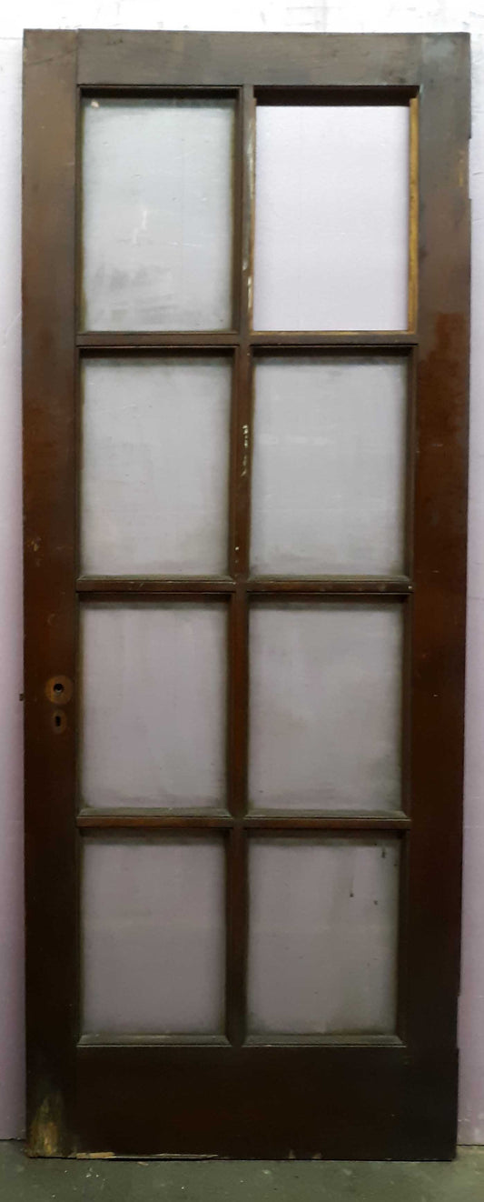 30"x80"x1.75" Antique Vintage Old Wood Wooden Exterior French Door Window Glass