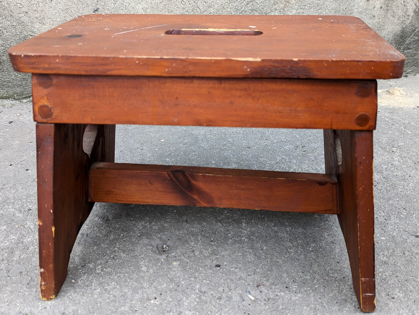Small Vintage Antique Old Homemade Handmade Solid Pine Wood Wooden Table Foot Step Stool Plant Stand Side Accent Chair Seat Garden Bench
