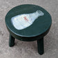 Small 9" Round Vintage Old Solid Wood Wooden Foot Step Stool Plant Stand Side Accent Chair Seat Handmade Hand Painted Milk Jug
