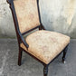 Antique Vintage Old Hand Carved Eastlake Victorian SOLID Walnut Wood Wooden Side Dining Accent Chair Floral Fabric