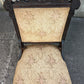 Antique Vintage Old Hand Carved Eastlake Victorian SOLID Walnut Wood Wooden Side Dining Accent Chair Floral Fabric