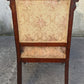 Antique Vintage Old Hand Carved Eastlake Victorian SOLID Walnut Wood Wooden Side Dining Accent Chair Floral Fabric