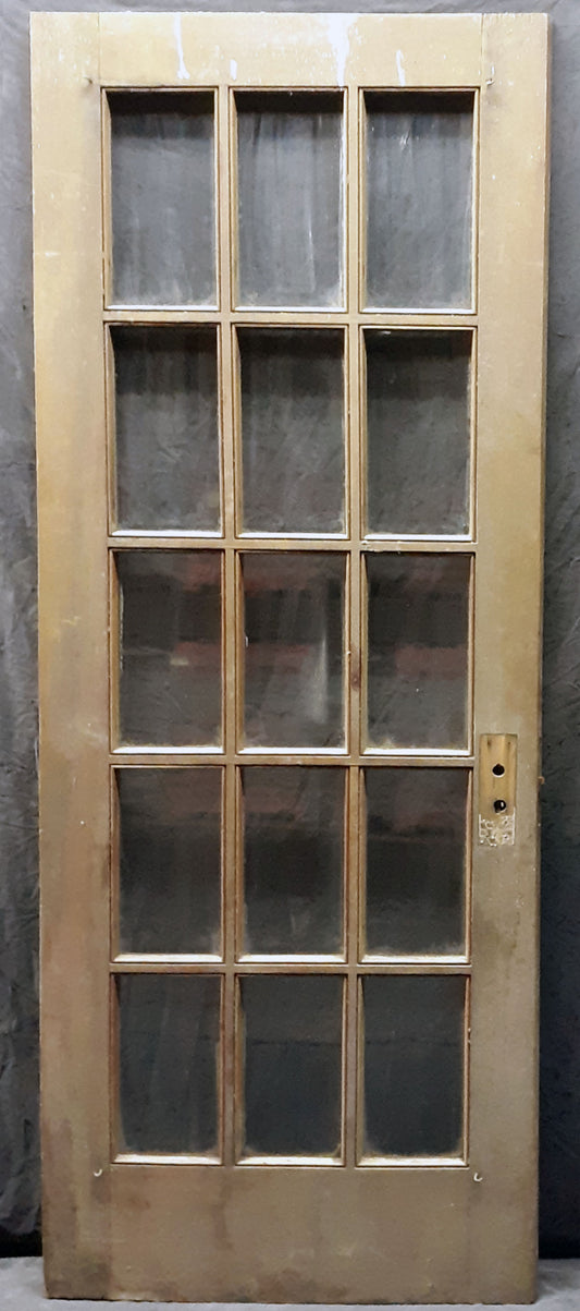 60"x78" Pair Antique Vintage Old Reclaimed Salvaged French Double Wood Interior Doors 30 Windows Glass Lites Panes