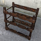 Vintage Old 9 Bottle SOLID Wood Wooden Wine Cellar Rack Holder Storage Table Stand