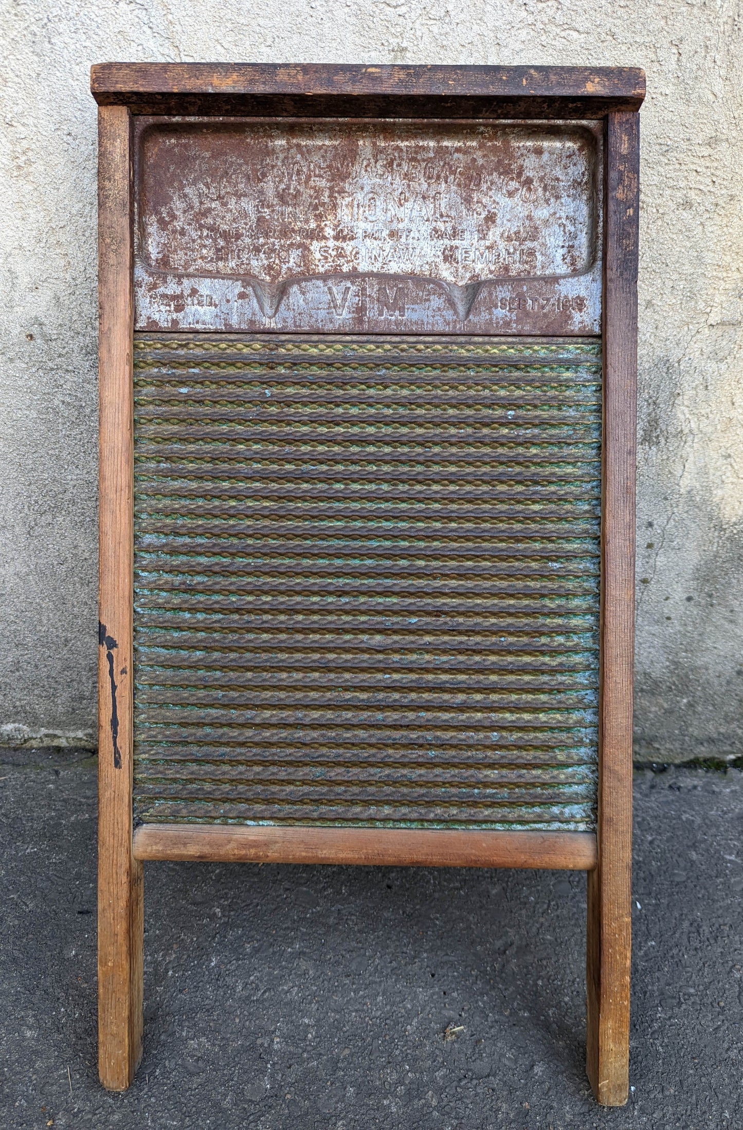 Vintage Old Antique Wood Wooden Metal Steel Brass National Washboard Clothes Clothing Wash Board Washer