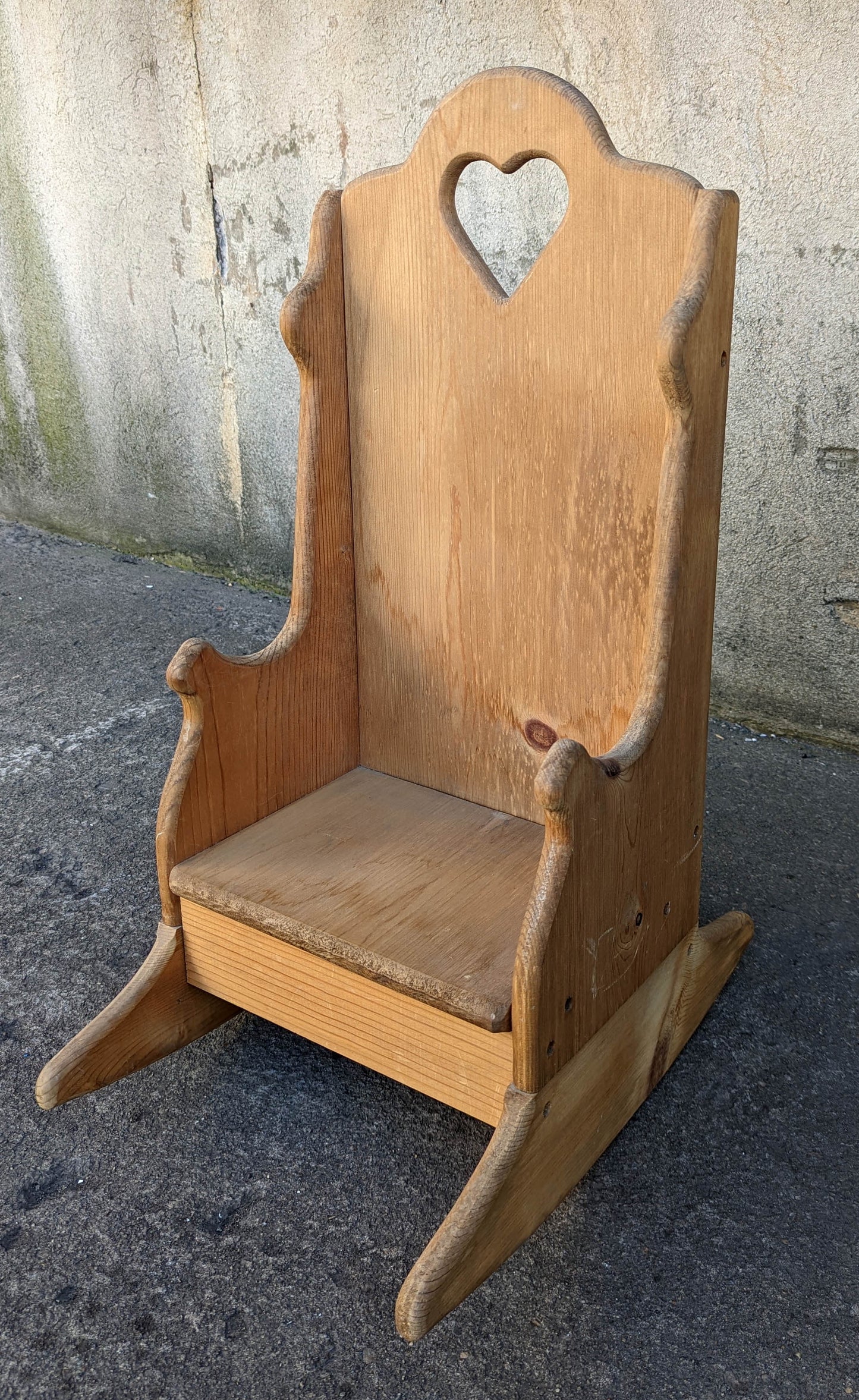 27"H Vintage Old SOLID Pine Wood Wooden Toddler Child Childrens Kids Rocking Chair Rocker Handmade Homemade Home Hand Made