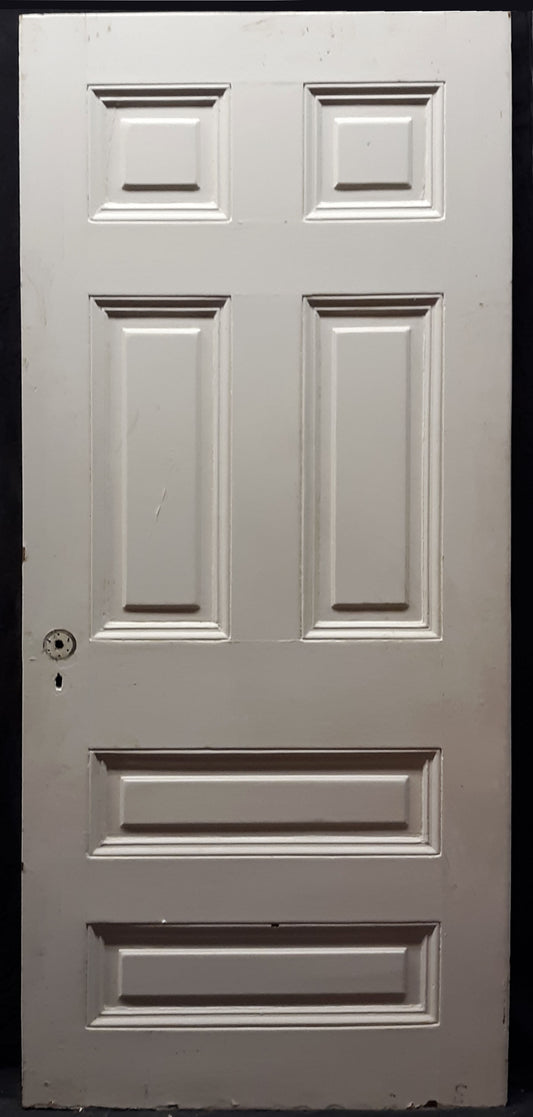 34"x78" Antique Vintage Old Reclaimed Salvaged Victorian Interior SOLID Wood Wooden Door 6 Panels