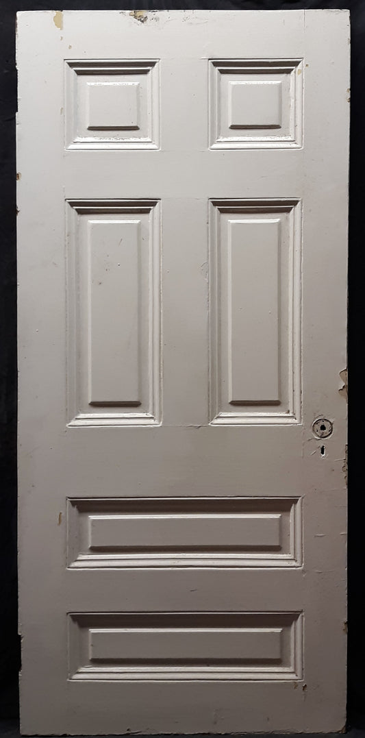 34"x78" Antique Vintage Old Reclaimed Salvaged Victorian Interior SOLID Wood Wooden Door 6 Panels