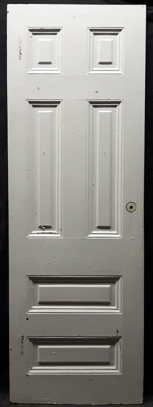 27.5"x81" Antique Vintage Old Reclaimed Salvaged Victorian Interior SOLID Wood Wooden Door 6 Panels