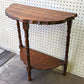 Vintage Old Antique Solid Wood Wooden Half Round Semi Circle Lamp End Side Pedestal Table Plant Stand