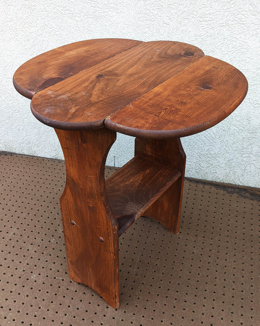 Vintage Antique Old SOLID Knotty Pine Wood Wooden Drop Leaf End Accent Side Lamp Table Shelf
