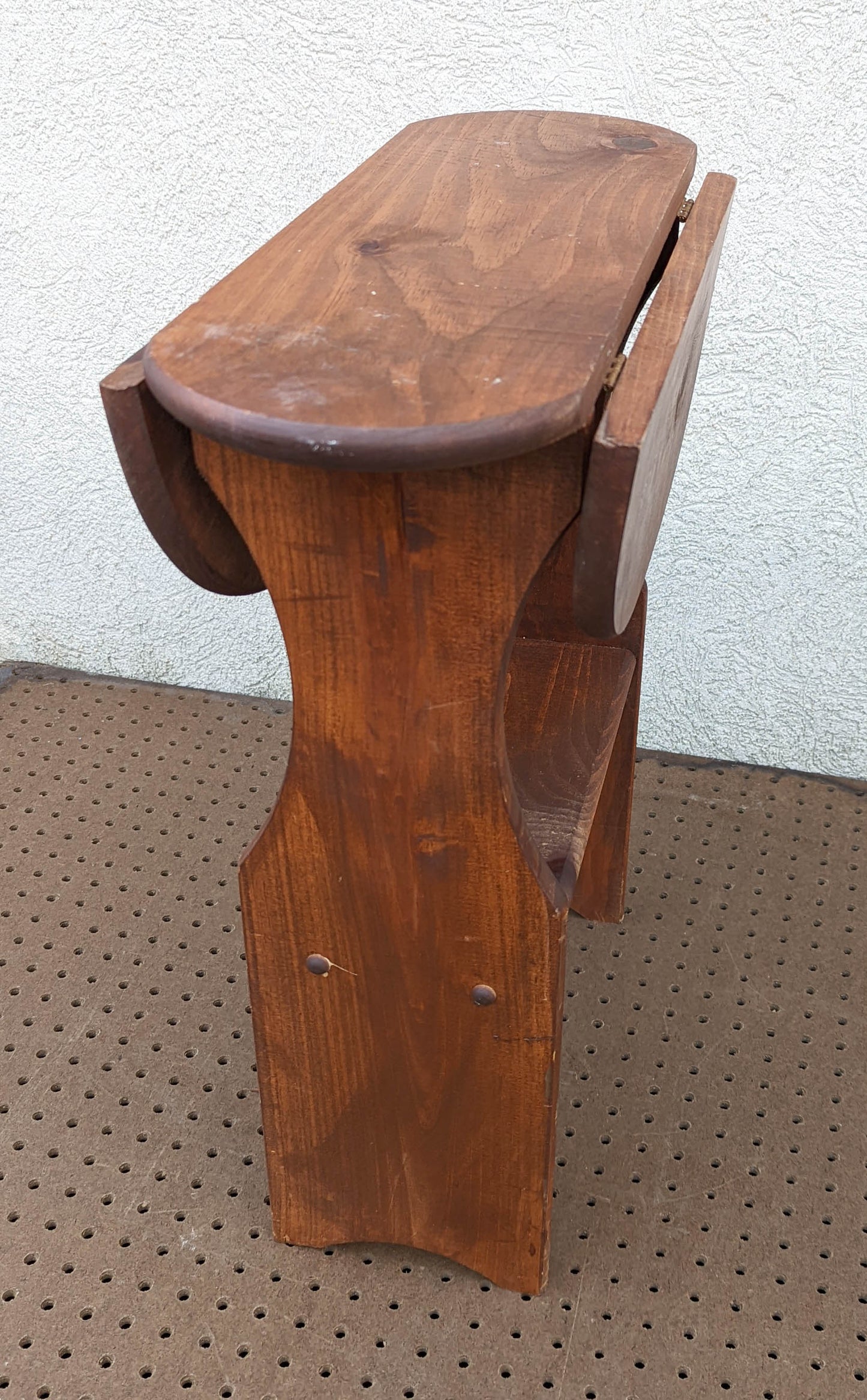 Vintage Antique Old SOLID Knotty Pine Wood Wooden Drop Leaf End Accent Side Lamp Table Shelf