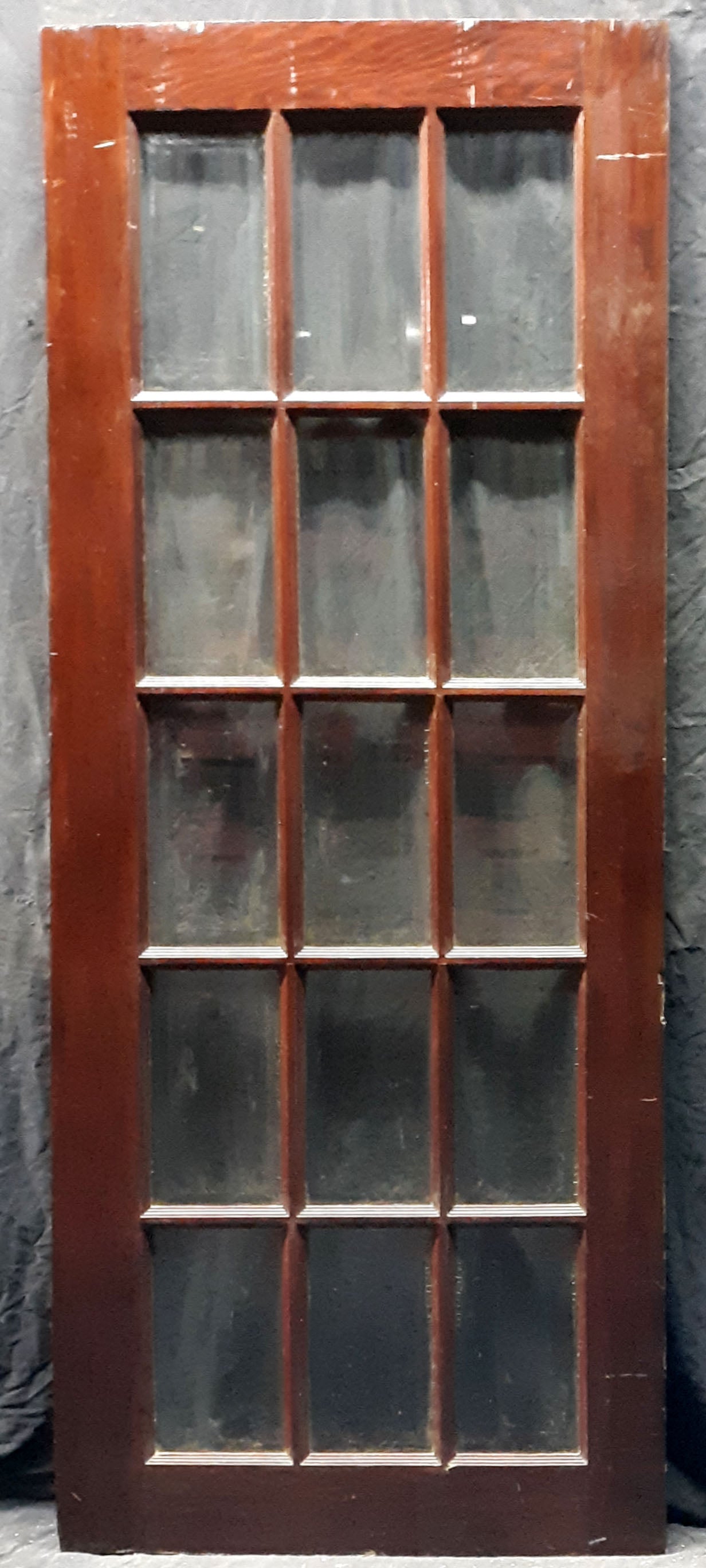 30"x76" Antique Vintage Wood Wooden Exterior French Door Window Beveled Glass