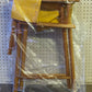 Vintage Old MCM Mid Century SOLID Wood Wooden Fabric Folding Foldable Portable Commander Director Chair Seat