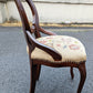 Antique Vintage Old Victorian Carved SOLID Walnut Mahogany Wood Wooden Floral Fabric Side Dining Accent Chair Ottoman Foot Stool Bench