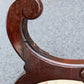 Antique Vintage Old Victorian Carved SOLID Walnut Mahogany Wood Wooden Floral Fabric Side Dining Accent Chair Ottoman Foot Stool Bench