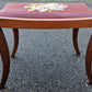 Antique Vintage Old Victorian SOLID Wood Wooden Kneeling Bench Foot Stool Ottoman Plant Stand Floral Red Fabric Needlepoint Design
