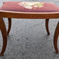 Antique Vintage Old Victorian SOLID Wood Wooden Kneeling Bench Foot Stool Ottoman Plant Stand Floral Red Fabric Needlepoint Design