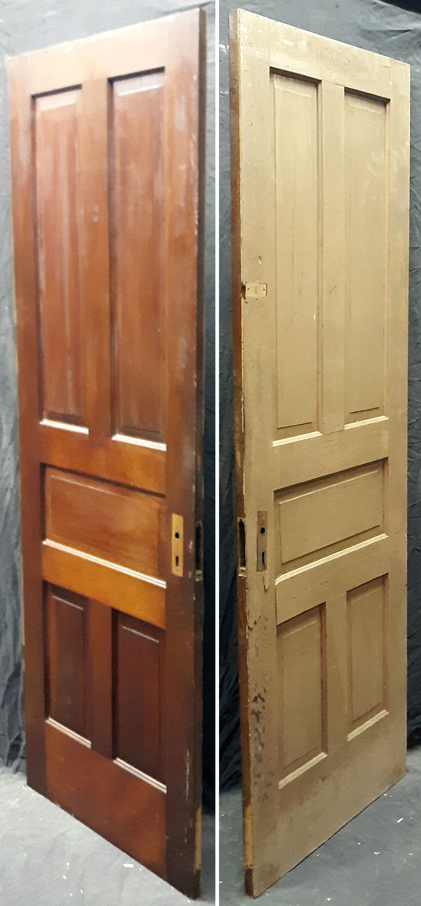 30"x77" Antique Vintage Old Reclaimed Salvaged Victorian Interior SOLID Wood Wooden Door 5 Panels