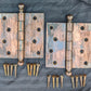 Pair 4.5"x5.5" Antique Vintage Old Reclaimed Salvaged "Stanley" Steel Copper Steel Ball Tip Finial Exterior Entry Door Hinges Screws