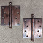 Pair 4.5"x5.5" Antique Vintage Old Reclaimed Salvaged "Stanley" Steel Copper Steel Ball Tip Finial Exterior Entry Door Hinges Screws