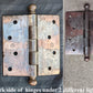 Pair 4.5"x5.5" Antique Vintage Old Reclaimed Salvaged "Stanley" Steel Copper Steel Ball Tip Finial Exterior Entry Door Hinges Screws