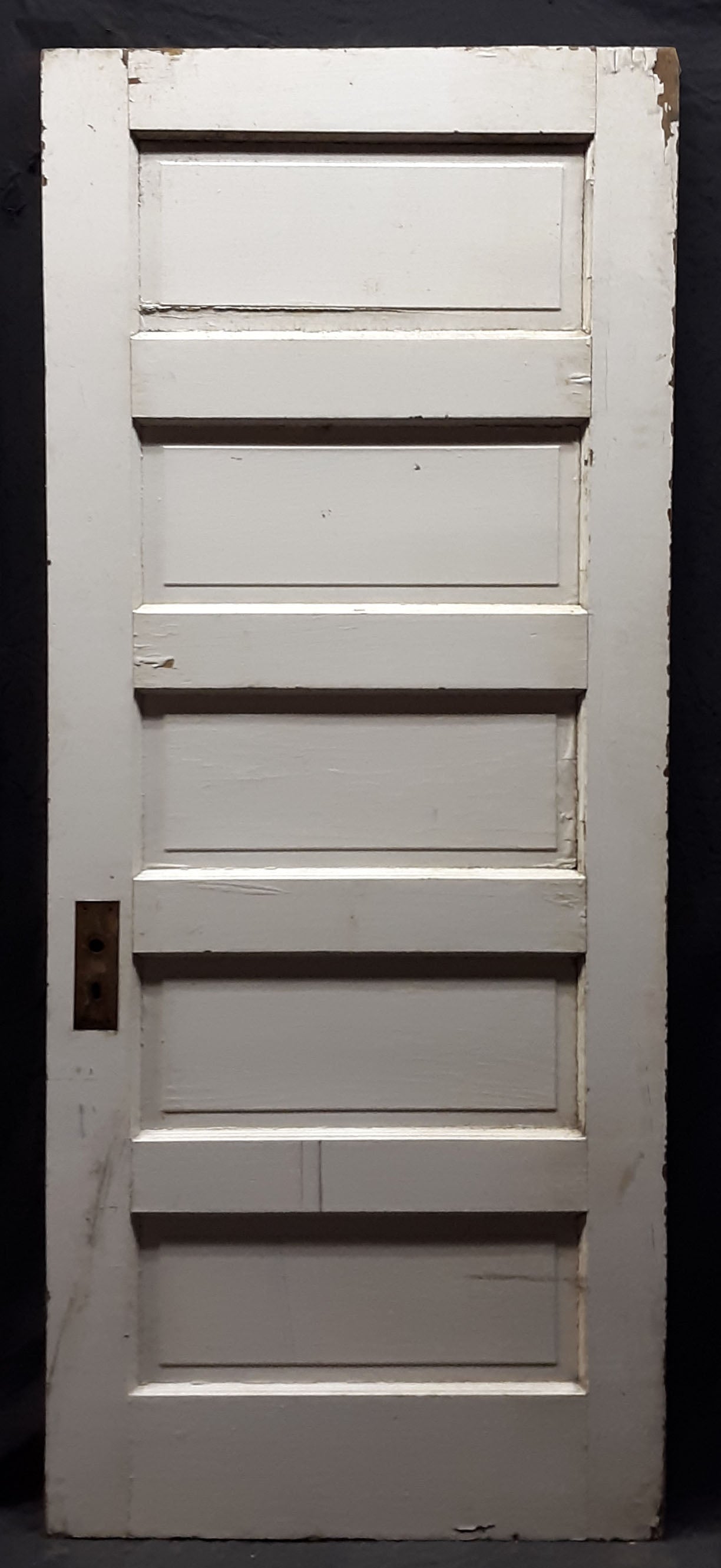 32"x79.5" Antique Vintage Old Reclaimed Salvaged Wood Wooden Interior Door 5 Panels