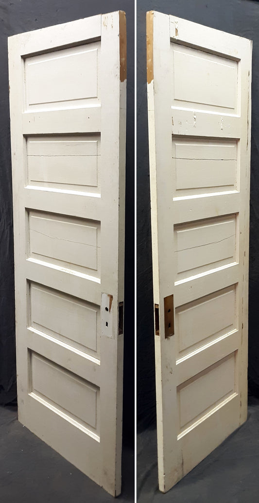 30"x77" Antique Vintage Old Reclaimed Salvaged SOLID Wood Wooden Interior Door 5 Panels