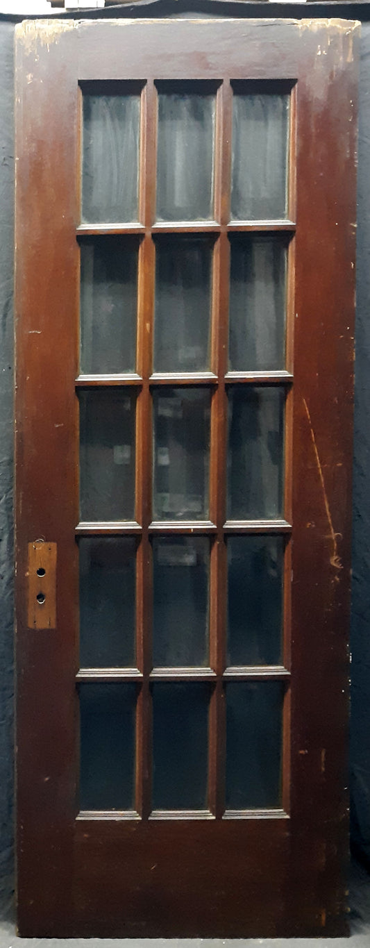30"x83.5"x1.75" Antique Vintage Old Reclaimed Salvaged Wood Wooden Exterior French Door Window Beveled Glass