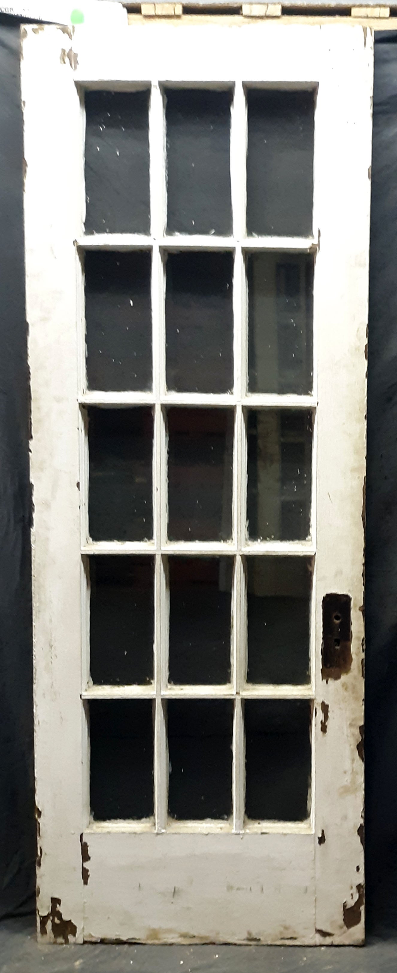 29.5"x80"x1.75" Antique Vintage Old Reclaimed Salvaged Wood Wooden Exterior French Door Window Beveled Glass