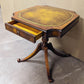 Antique Vintage Old Leather Top Mahogany SOLID Wood Wooden Colonial Chippendale Side End Accent Foyer Pedestal Table Lamp Stand