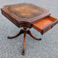 Antique Vintage Old Leather Top Mahogany SOLID Wood Wooden Colonial Chippendale Side End Accent Foyer Pedestal Table Lamp Stand