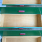 Green & Pink Vintage Old Mid Century Modern Antique Solid Wood Wooden Dresser Highboy High Boy Chest 5 Drawers