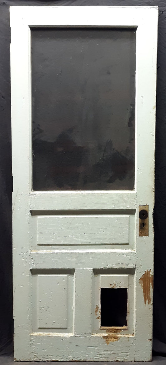 32"x81" Antique Vintage Old Reclaimed Salvaged Wood Wooden Entry Exterior Door Window Wavy Glass