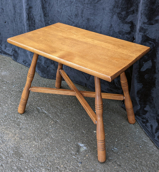 Small Vintage Antique Old Solid Birch Wood Wooden Rectangular Table Foot Step Stool Plant Stand Side Accent Chair Seat