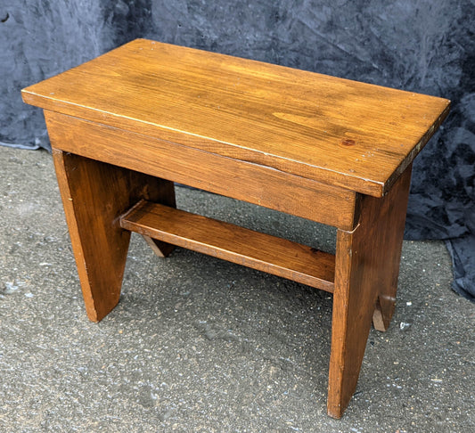 Small Vintage Antique Old Homemade Handmade Solid Pine Wood Wooden Rectangular Table Foot Step Stool Plant Stand Side Accent Chair Seat