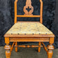 Antique Vintage Old "Rushville" SOLID Walnut Wood Wooden Carved Side Dining Accent Desk Chair Fabric Caned Wicker Seat