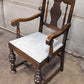40H" Antique Vintage Old "Drexel" Solid Walnut Wood Wooden Dining Accent Side Parlor Armchair Chair Fabric Seat