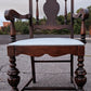 40H" Antique Vintage Old "Drexel" Solid Walnut Wood Wooden Dining Accent Side Parlor Armchair Chair Fabric Seat