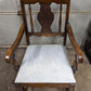 40H" Antique Vintage Old "Drexel" Solid Walnut Wood Wooden Dining Accent Side Parlor Armchair Chair Fabric Seat