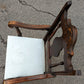 40H" Antique Vintage Old "Drexel" Solid Walnut Wood Wooden Dining Accent Side Parlor Armchair Chair Fabric Seat