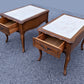 Pair Vintage "Mersman" Mid Century Modern MCM Antique Old SOLID Maple Wood Wooden Formica French Accent End Table Nightstands Night Stand